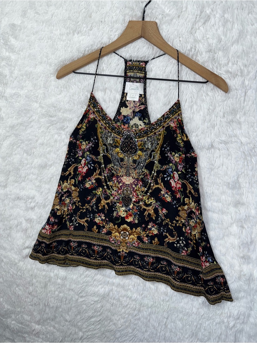 Camilla 2018 Hampton Hive Silk Rhinestone Embellished Camisole Floral Garden Top - Picture 2 of 11